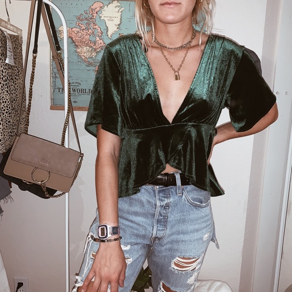 Urban Outfitters Tops - Velvet green blouse
